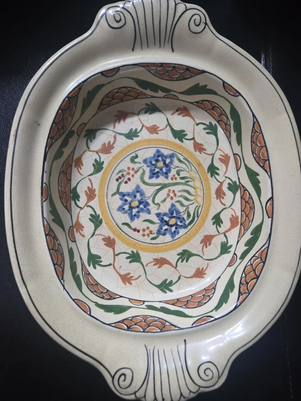 Adams Titian Ware Hand Painted Floral Oval Bowl - Used